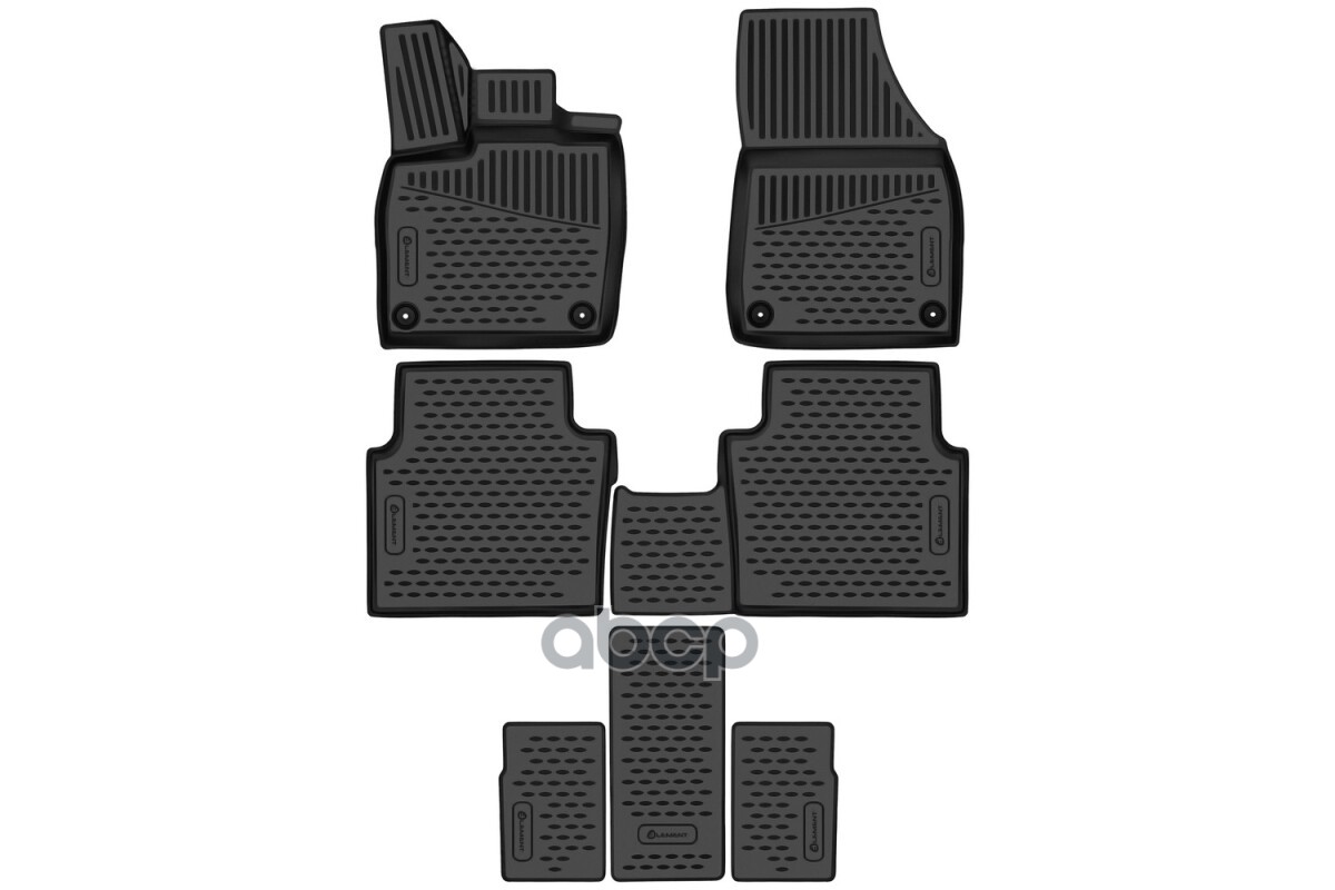 Коврики 3D в салон для VOLKSWAGEN ID.6 (I) 2021 -, 6 мест, 7шт. (полиуретан) / Фольксваген Ид.6 ELEMENT арт. ELEMENT3DA67270210k