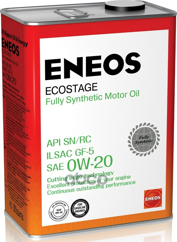 ENEOS Масло Моторное Синтетическое Eneos Ecostage 0W-20 Sn/Rc, Gf-5 4Л