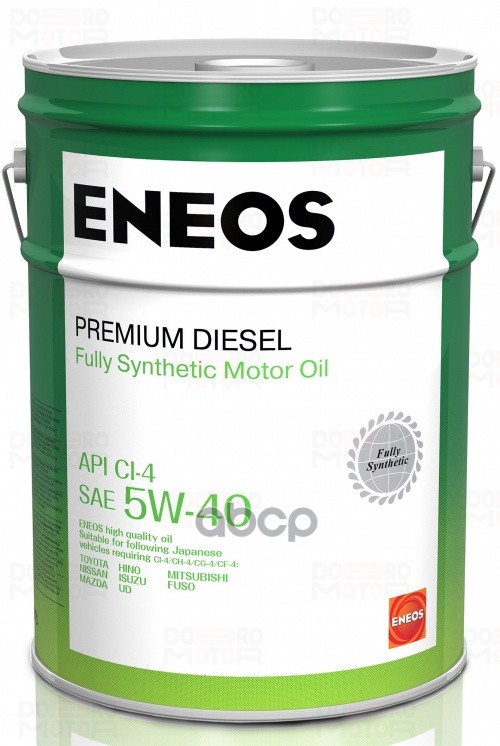 ENEOS Масло Моторное Синтетическое Premium Diesel 5W40 Ci-4, E4/E7 20Л