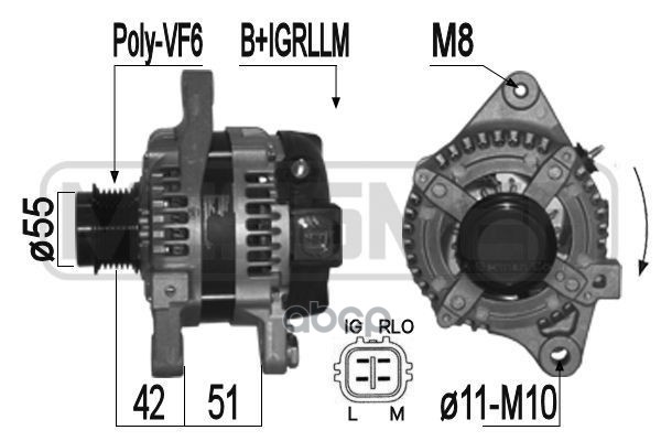 209360 Генератор TOYOTA AVENSIS/RAV IV 06-> 100A Era арт. 209360