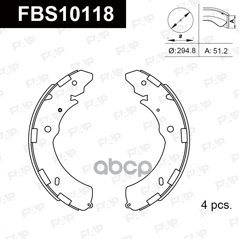 Тормозные колодки барабанные PREMIUM FBS10118 FAP арт. FBS10118