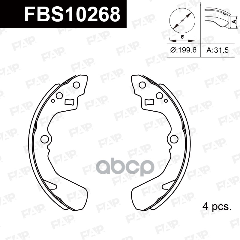 Тормозные колодки барабанные PREMIUM FBS10268 FAP арт. FBS10268