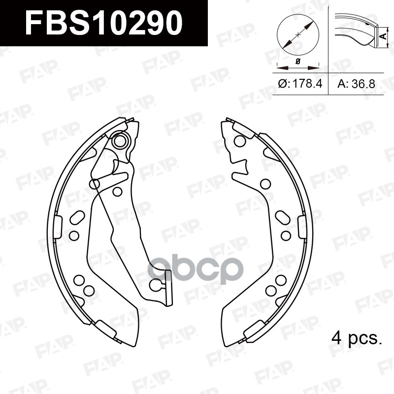 Тормозные колодки барабанные PREMIUM FBS10290 FAP арт. FBS10290