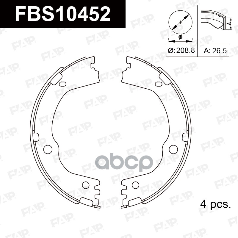 Тормозные колодки барабанные PREMIUM FBS10452 FAP арт. FBS10452