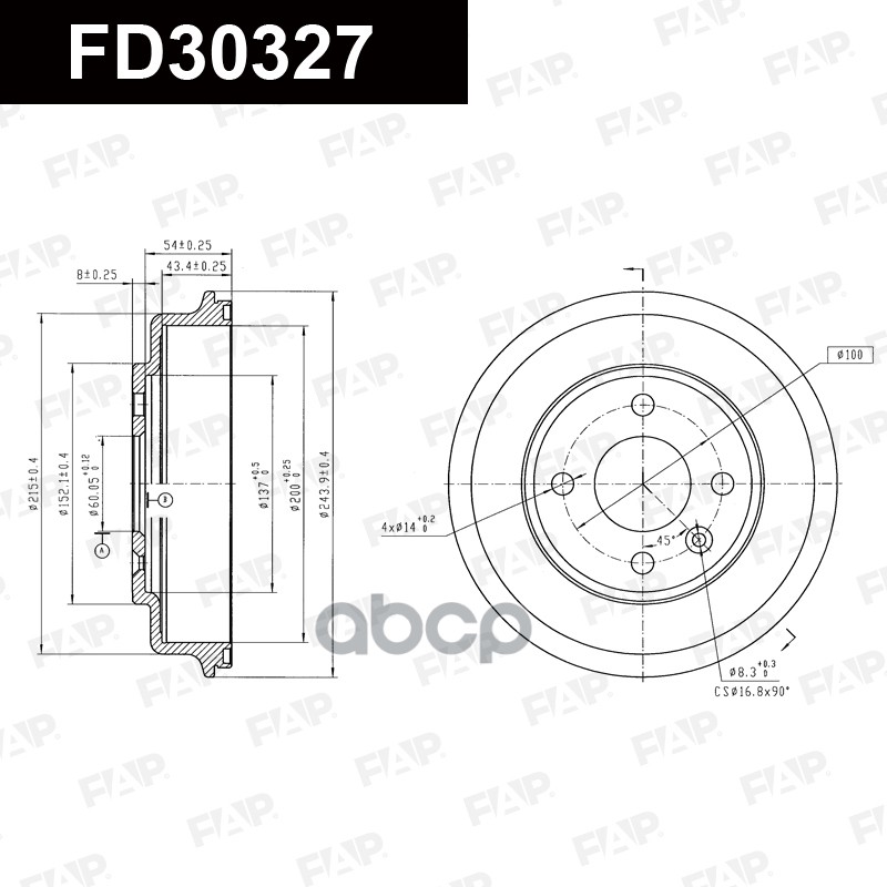 Тормозной барабан с покрытием GEOMET FD30327 FAP арт. FD30327