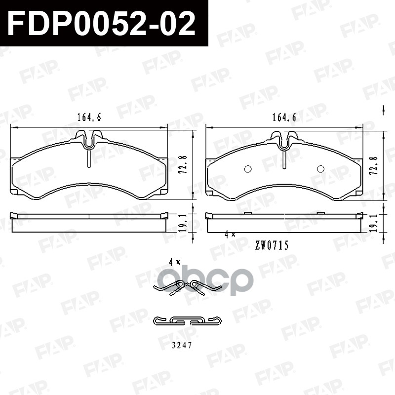 Тормозные колодки дисковые смесь CERAMIC FDP0052-02 FAP арт. FDP0052-02