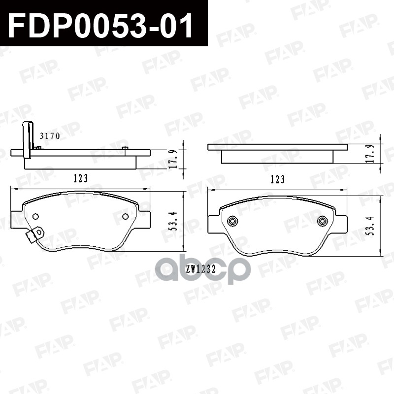 Тормозные колодки дисковые смесь CERAMIC FDP0053-01 FAP арт. FDP0053-01