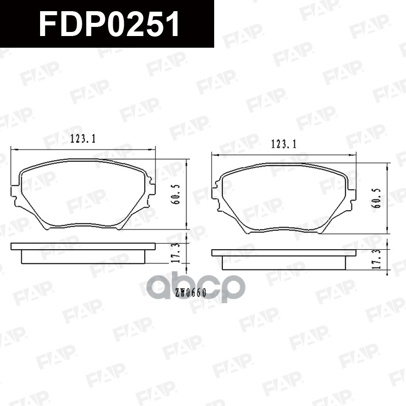 Тормозные колодки дисковые смесь CERAMIC FDP0251 FAP арт. FDP0251