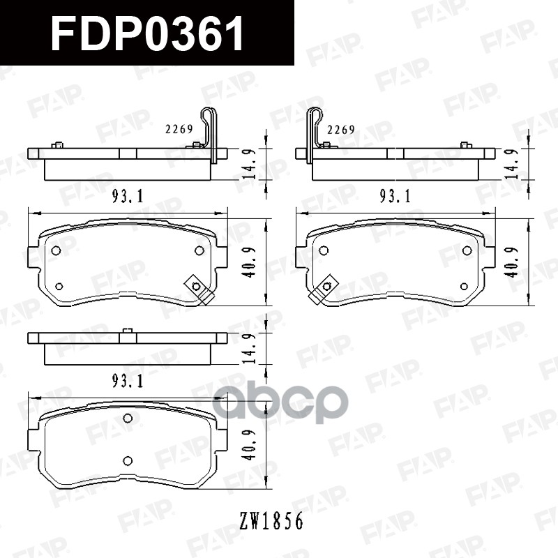 Тормозные колодки дисковые смесь CERAMIC FDP0361 FAP арт. FDP0361