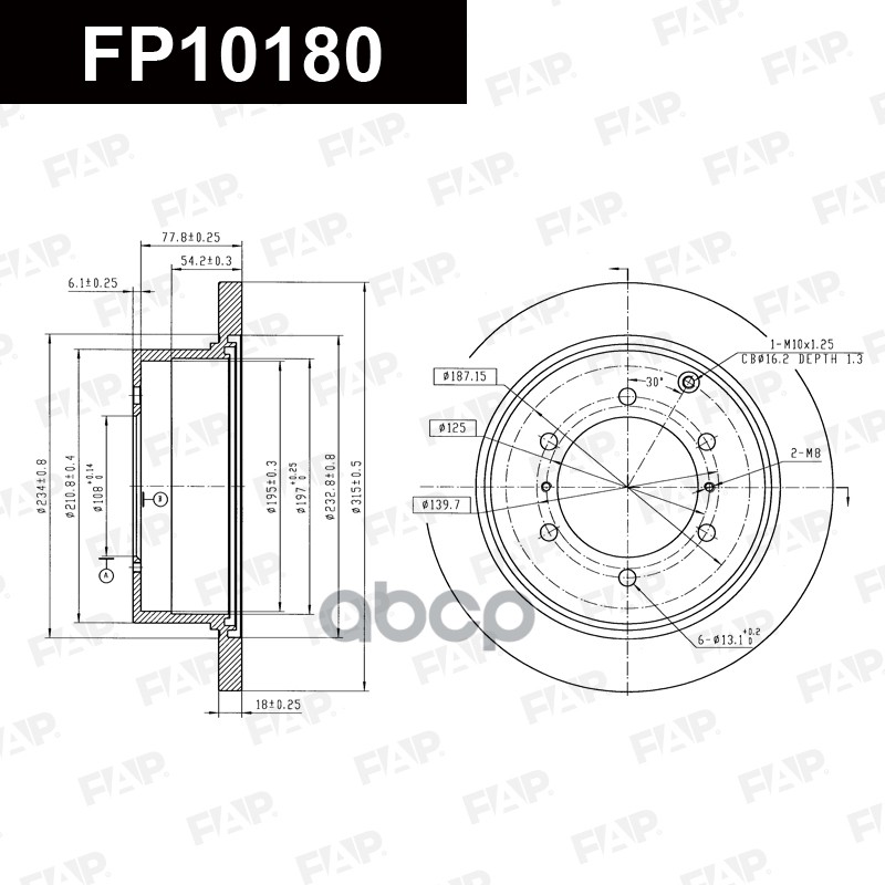 Тормозной диск с покрытием GEOMET FP10180 FAP арт. FP10180