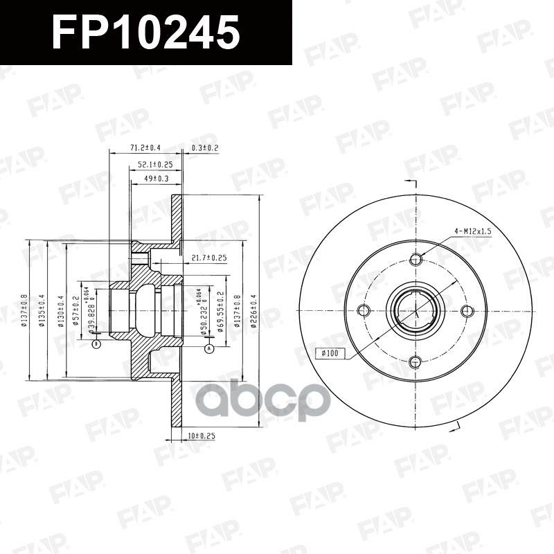 Тормозной диск с покрытием GEOMET FP10245 FAP арт. FP10245
