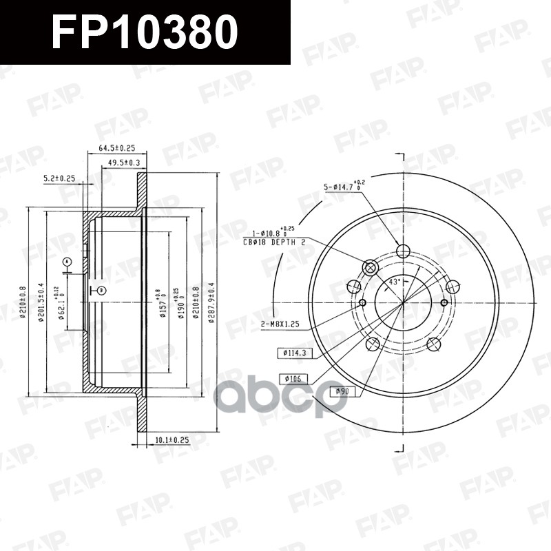 Тормозной диск с покрытием GEOMET FP10380 FAP арт. FP10380