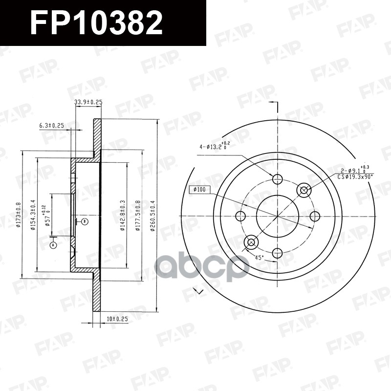 Тормозной диск с покрытием GEOMET FP10382 FAP арт. FP10382