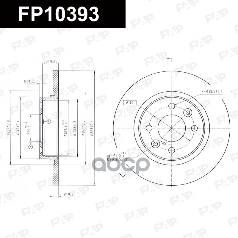 Тормозной диск с покрытием GEOMET FP10393 FAP арт. FP10393