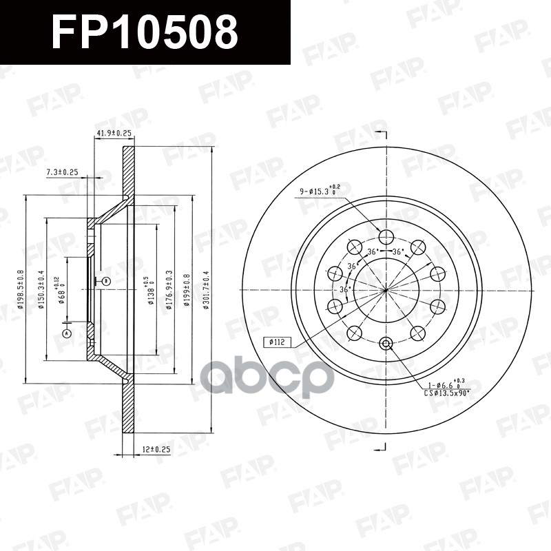 Тормозной диск с покрытием GEOMET FP10508 FAP арт. FP10508