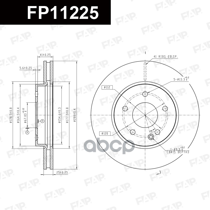 Тормозной диск с покрытием GEOMET FP11225 FAP арт. FP11225