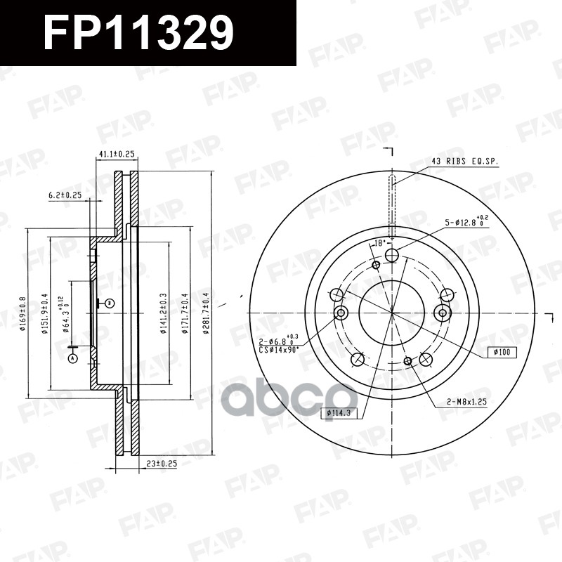Тормозной диск с покрытием GEOMET FP11329 FAP арт. FP11329
