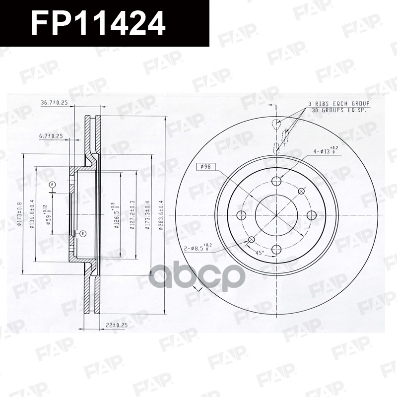 Тормозной диск с покрытием GEOMET FP11424 FAP арт. FP11424