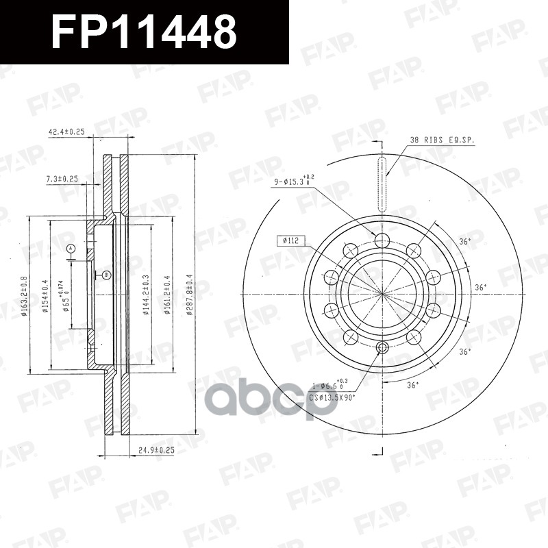 Тормозной диск с покрытием GEOMET FP11448 FAP арт. FP11448