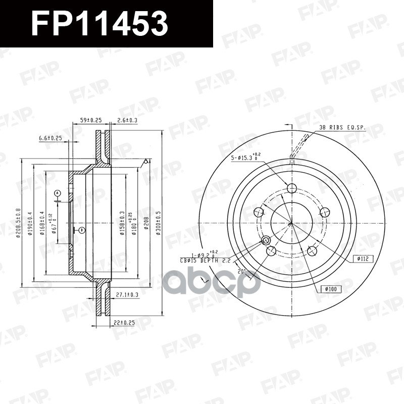 Тормозной диск с покрытием GEOMET FP11453 FAP арт. FP11453