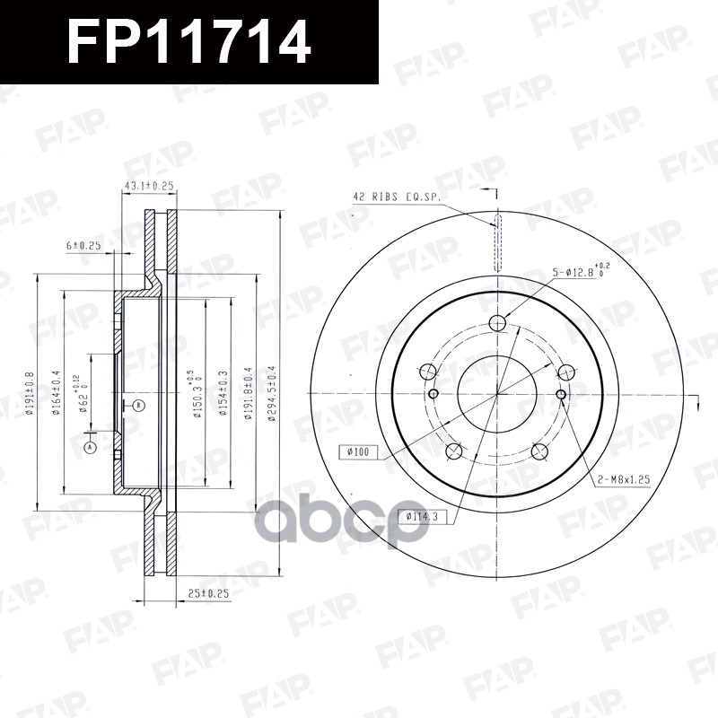 Тормозной диск с покрытием GEOMET FP11714 FAP арт. FP11714