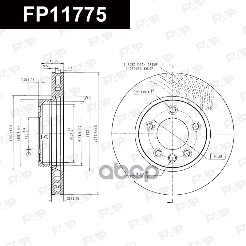Тормозной диск с покрытием GEOMET FP11775 FAP арт. FP11775