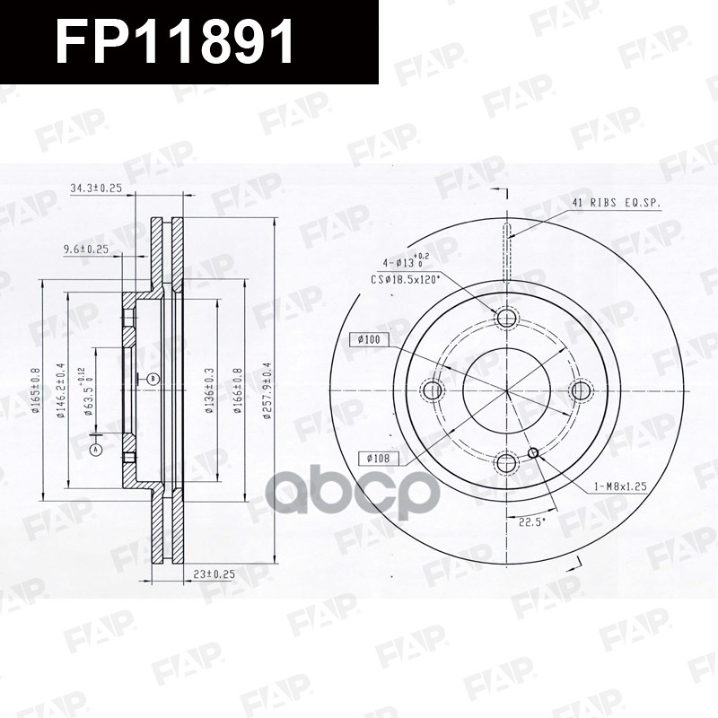 Тормозной диск с покрытием GEOMET FP11891 FAP арт. FP11891