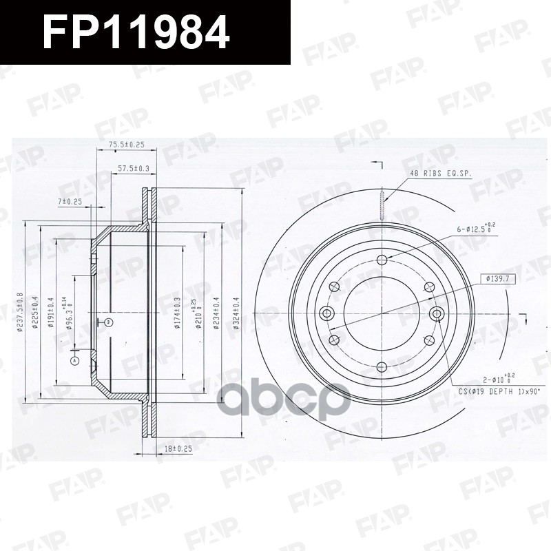 Тормозной диск с покрытием GEOMET FP11984 FAP арт. FP11984