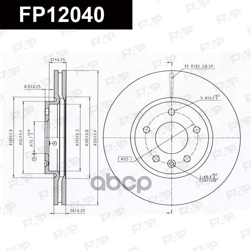 Тормозной диск с покрытием GEOMET FP12040 FAP арт. FP12040