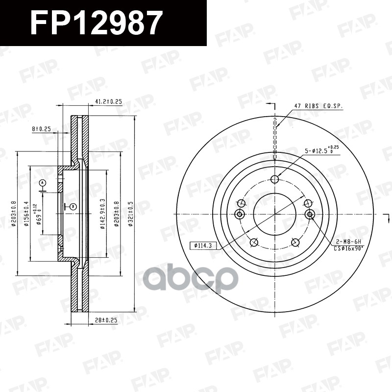 Тормозной диск с покрытием GEOMET FP12987 FAP арт. FP12987