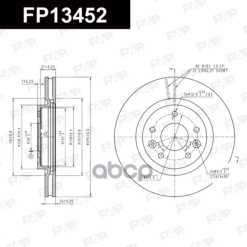 Тормозной диск с покрытием GEOMET FP13452 FAP арт. FP13452