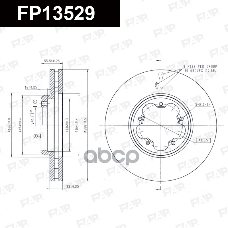 Тормозной диск с покрытием GEOMET FP13529 FAP арт. FP13529