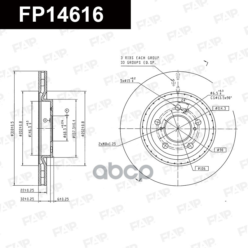 Тормозной диск с покрытием GEOMET FP14616 FAP арт. FP14616