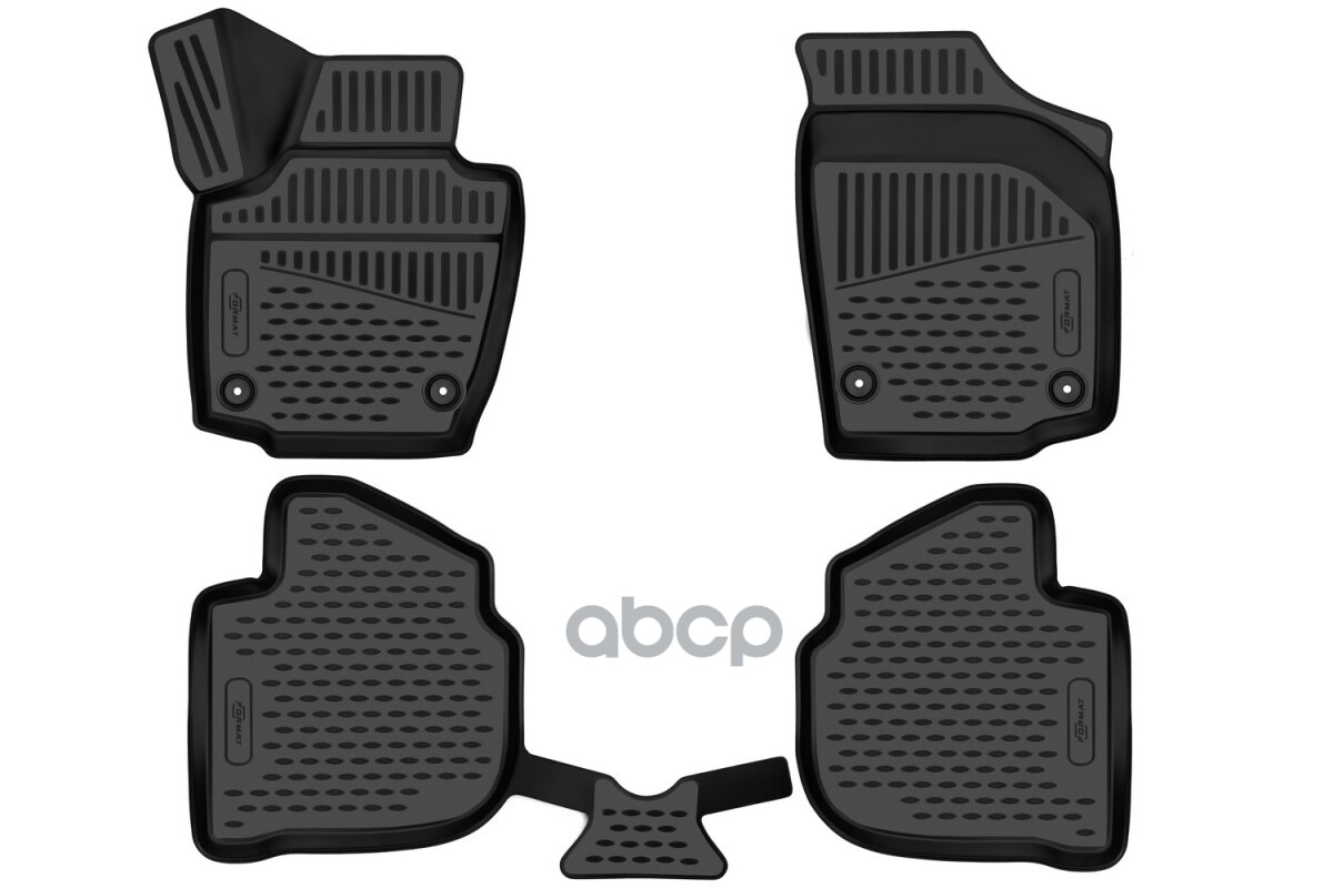 Коврики 3D в салон для VOLKSWAGEN Polo (VI) 2020-/ SKODARapid (I, Iр, II), 2013-2020, 2020-, 4шт. (ПУ, повышенная износостойк...