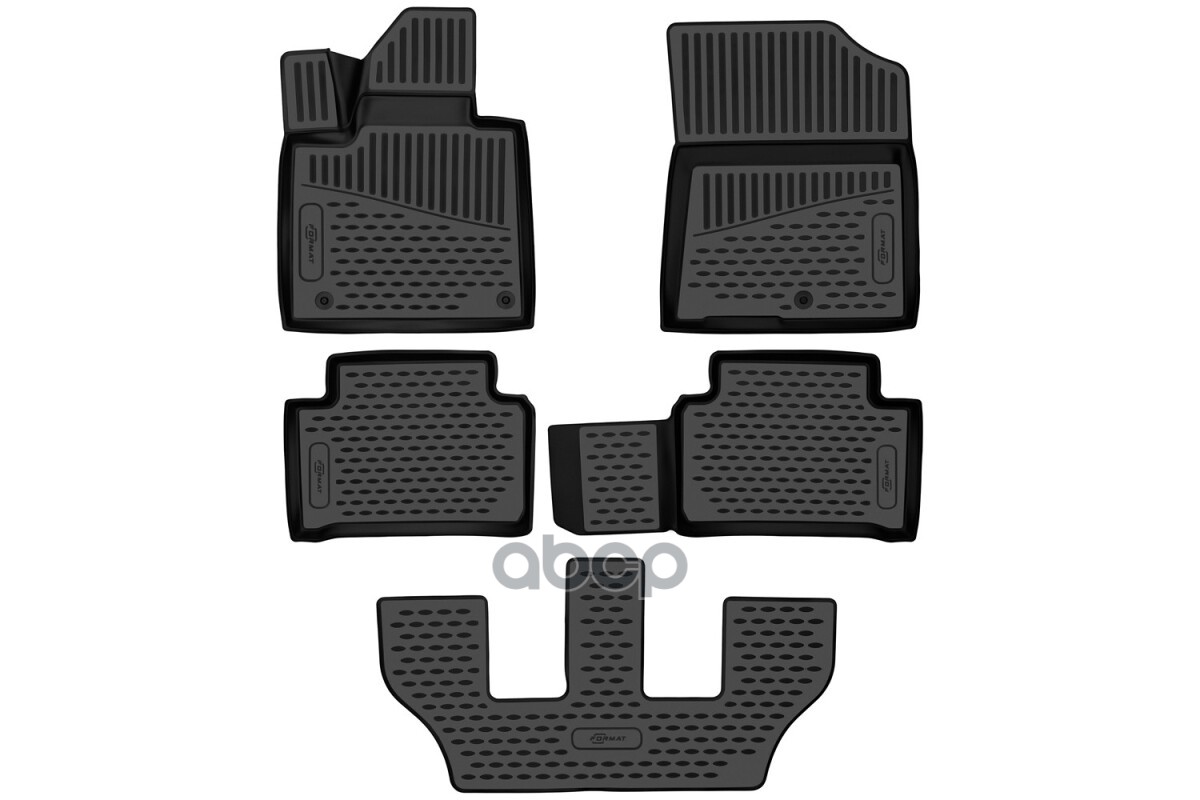 Коврики 3D в салон для KIA Sorento (IV) 2020-, внедорожник, 7 мест, 5шт. (ПУ, повышенная износостойкость) / Киа Соренто FORMA...