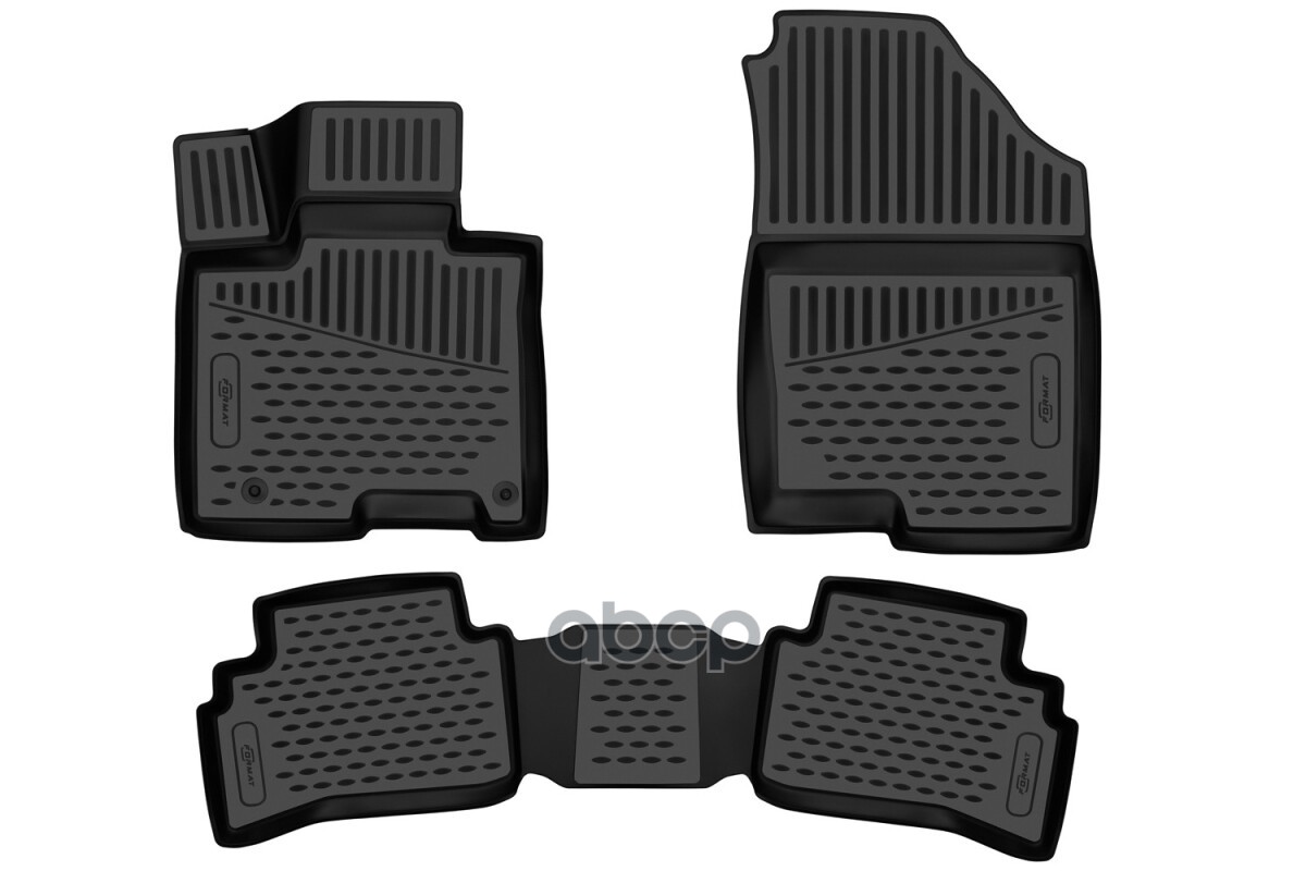 Коврики 3D в салон для HYUNDAI Tucson (IV короткая база) 2020-, 3шт. (ПУ, повышенная износостойкость) / Хендай Туксон FORMAT ...
