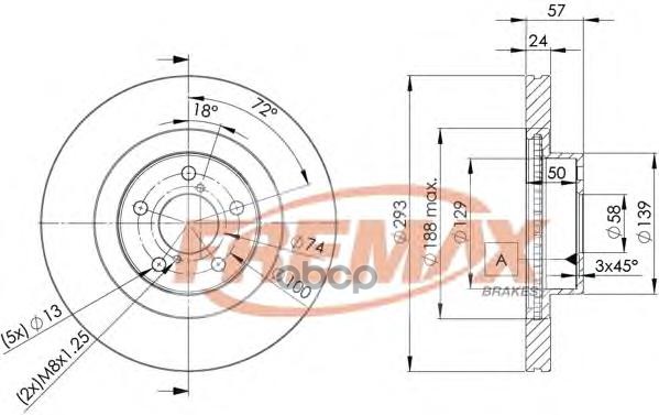 Диск торм. пер. вент.[294x24] 5 отв. MIN2 FREMAX арт. BD4702