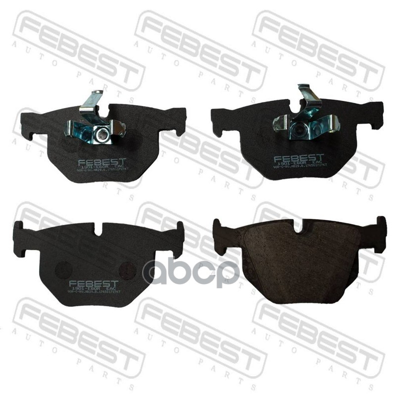 Колодки тормозные задние (с прижимной скобой) Febest арт. 1901E60R