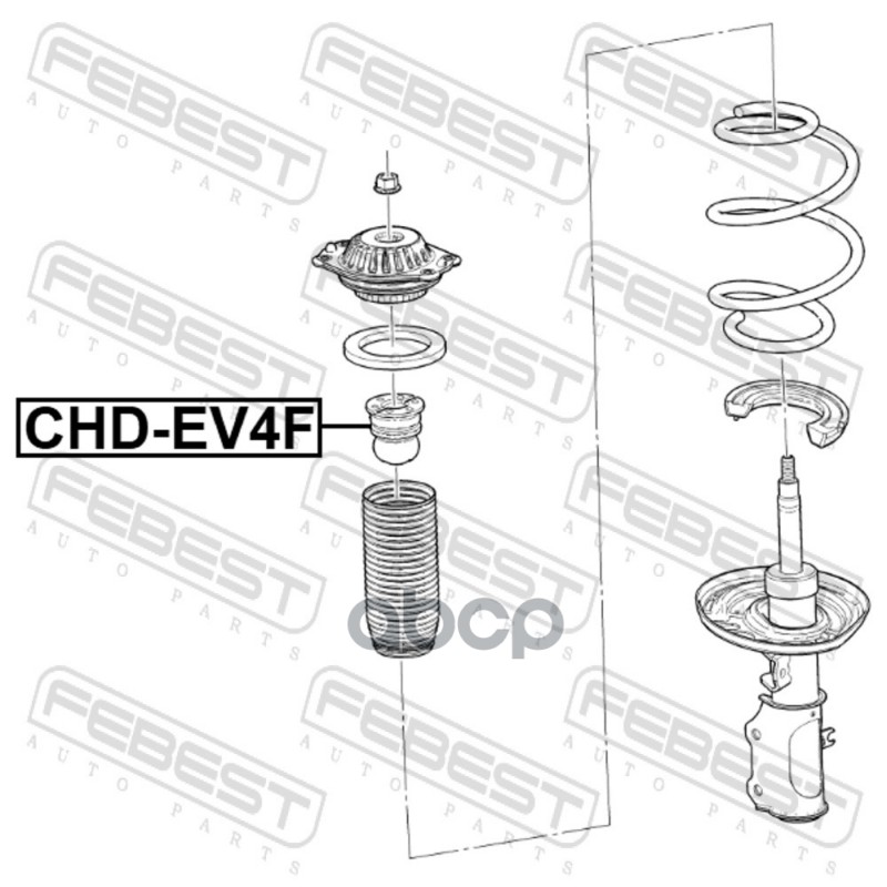 ОТБОЙНИК ПЕРЕДНЕГО АМОРТИЗАТОРА CHD-EV4F Febest арт. CHD-EV4F