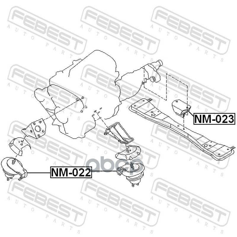 Подушка двигателя передняя (гидравлическая) Febest арт. NM022