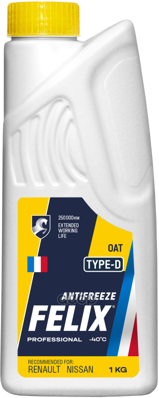Антифриз Felix Type D G12+ готовый -40 желтый 1 кг 430206332 Felix арт. 430206332