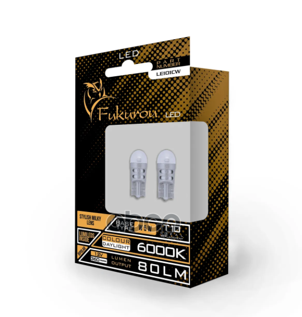 Автолампа Fukurou Led W5w (T10) 12V 6000K Le101cw 2Шт Fukurou арт. LE101CW