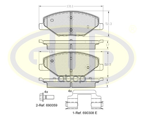 Колодки Тормозные Дисковые | Перед | G.U.D арт. GBP155300