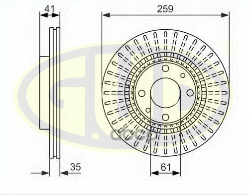 Диск Торм Ren 19/Kangoo/Megane I/Dac Logan/Nis Kubistar 1.2-2.0 89- Пер Вент 259X20.7 G.U.D арт. GDB121106