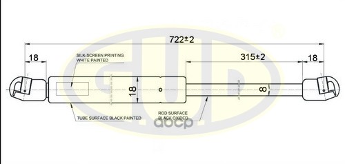Амортизатор Капота Sko Superb (3U4) 02/02- 350N L=721,5/315Mm G.U.D арт. GGS010192