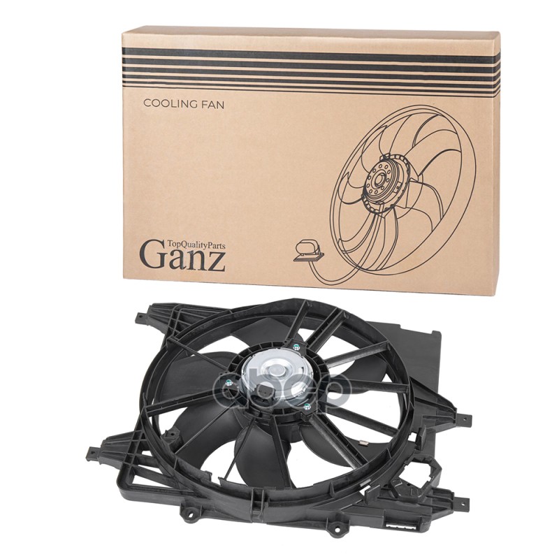 Вентилятор радиатора в сборе (без резистора) RENAULT Clio/Logan/Sandero 07- GANZ GIC06525 GANZ арт. GIC06525