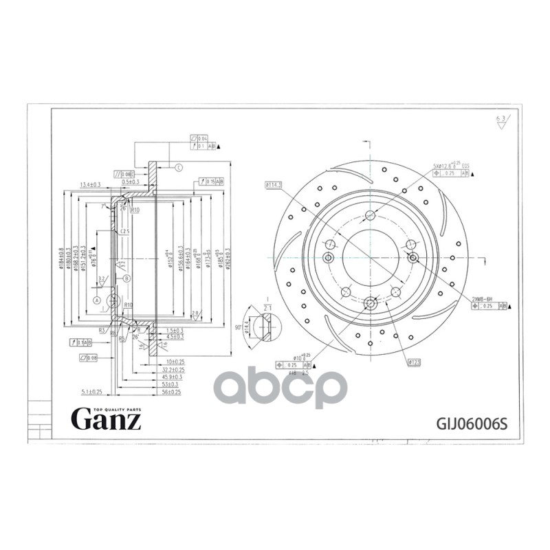 Диск Тормозной Задний Перфорированный Pro-Line С Покрытием (Компл.2 Шт) Hyundai I30/Ix35/Kia Ceed/Sportage Iii Ganz Gij06006s...