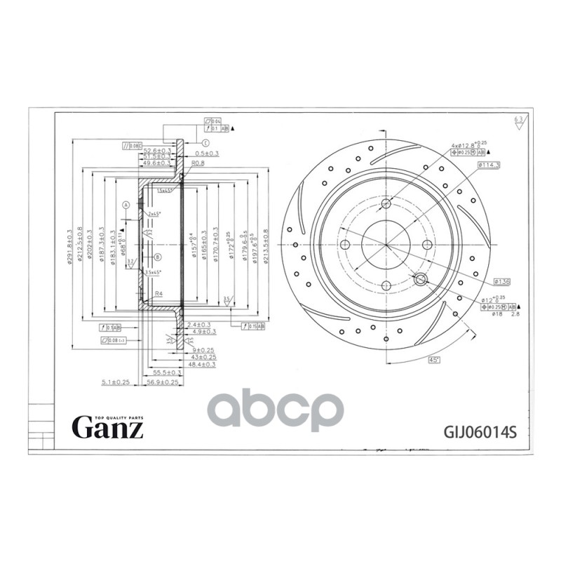 Диск Тормозной Задний Перфорированный Pro-Line С Покрытием (Компл.2 Шт) Nissan Teana/Maxima Ganz Gij06014s GANZ арт. GIJ06014S