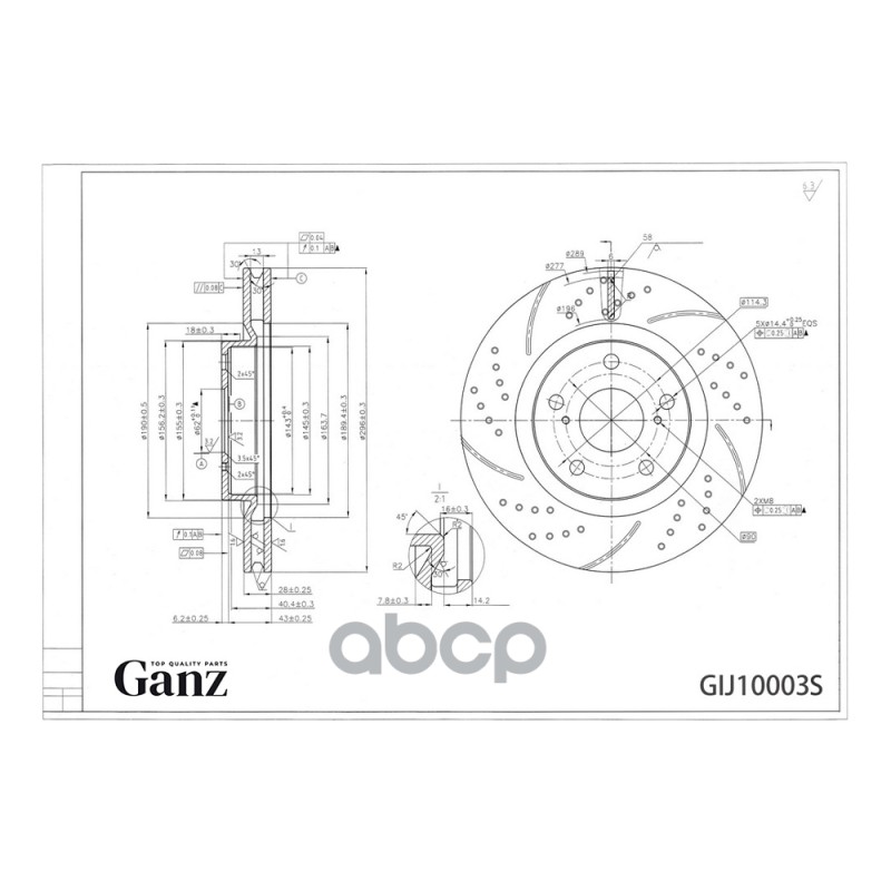 Диск Тормозной Передний Перфорированный Pro-Line С Покрытием (Компл.2 Шт) Toyota Camry/Rav4 2.0/2.4L All 06-> Ganz Gij10003s ...