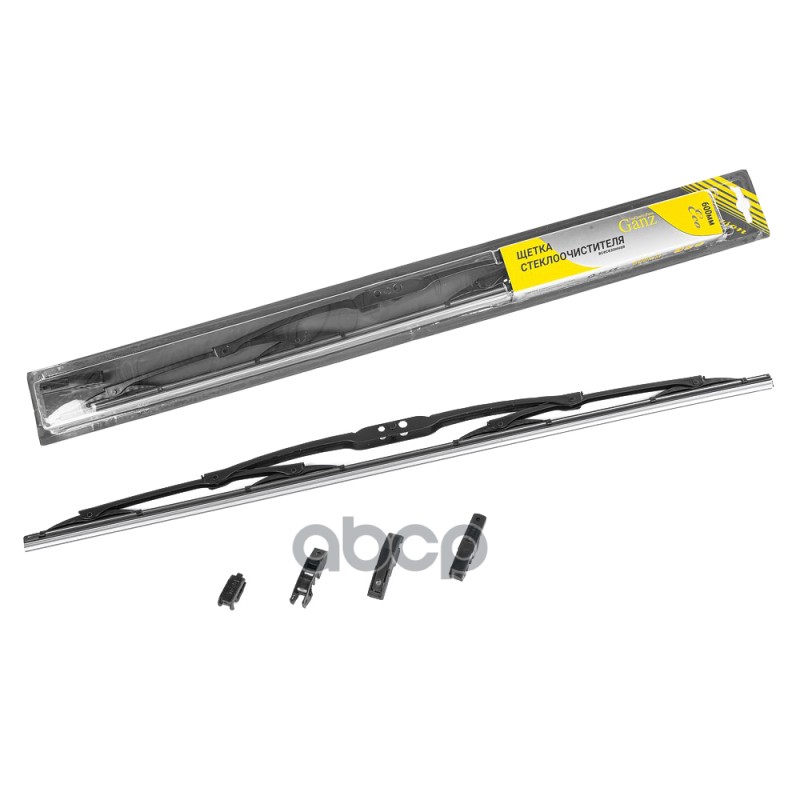 Щетка стеклоочистителя 600 мм каркасная 1 шт GANZ ECO GIS01009 (4 адаптера) GANZ арт. GIS01009